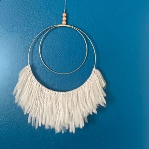 gold // white macrame wall hanging